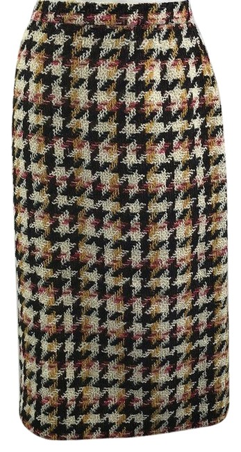 Chanel Brown Multicolor Boucle Large Skirt32 33 
