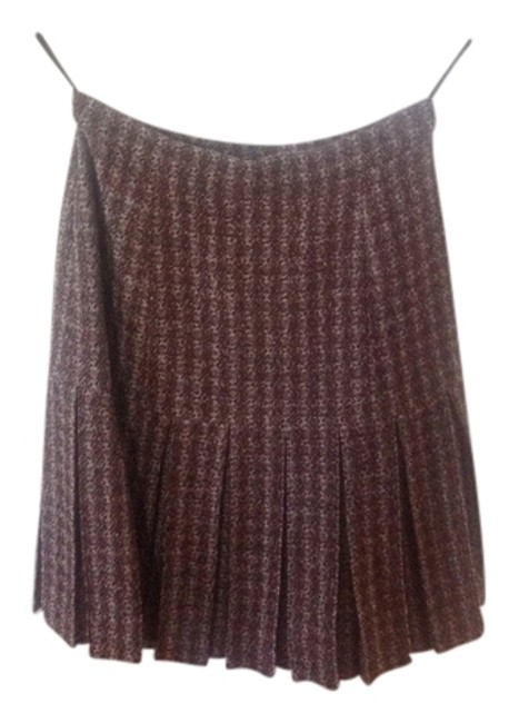 Chanel Brown Tweed Pleated SkirtS 27 