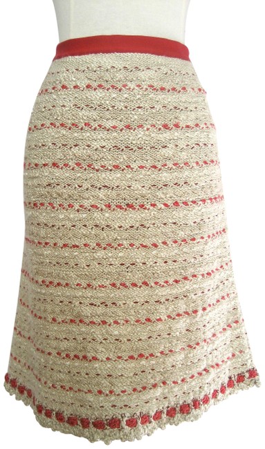 Chanel Buff Red Boucle Skirt  29 30 