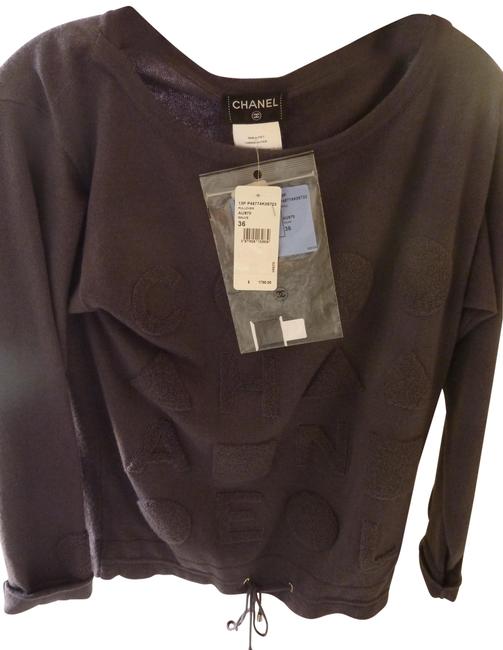 Chanel Cashmere Logo Text Blue Sweater 