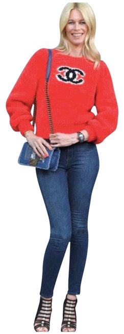 Chanel Cc Logo Knit Will Red Sweater 