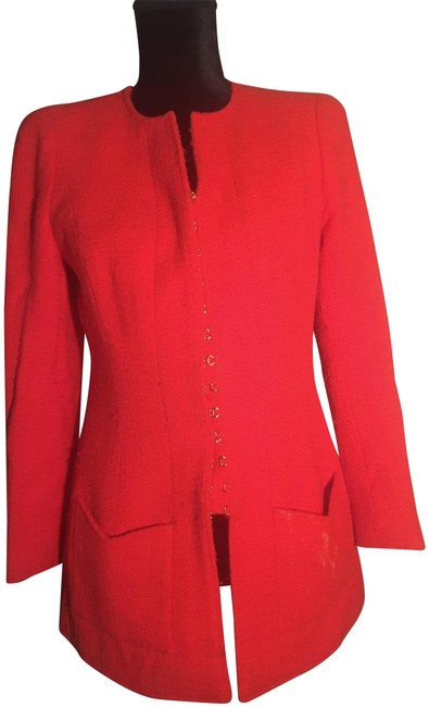 Chanel Chinese Red Lamb Wool Blazer  S 