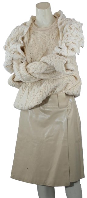 Chanel Cream 01p Lambskin Leather A line Skirt  S 28 