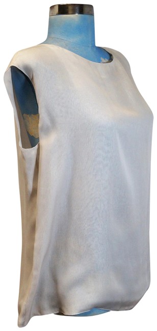 Chanel Cream 2004 Cruise Button Back Sleeveless Blouse 4 L 