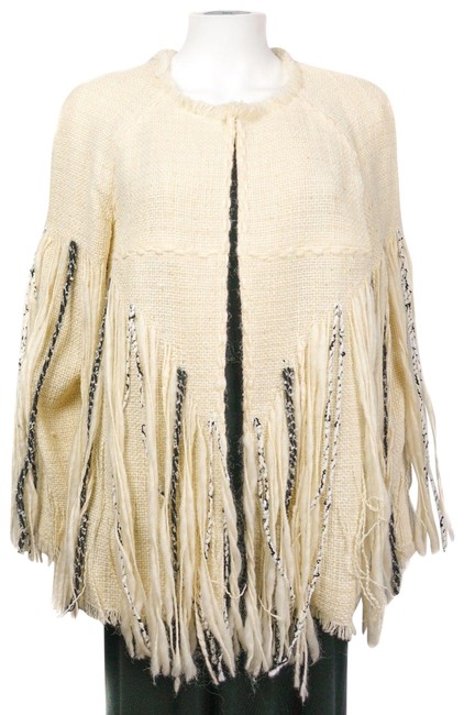 Chanel Cream 2010 Fall Runway Knit Coat Poncho Cape