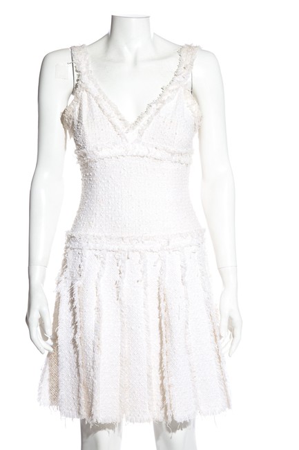 Chanel Cream Tweed 34 Mid length Short Casual Dress
