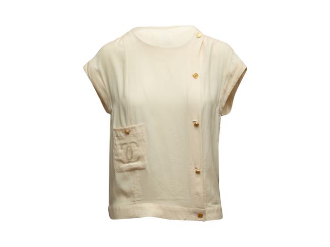 Chanel Cream Vintage Boutique Sleeve Tee Shirt