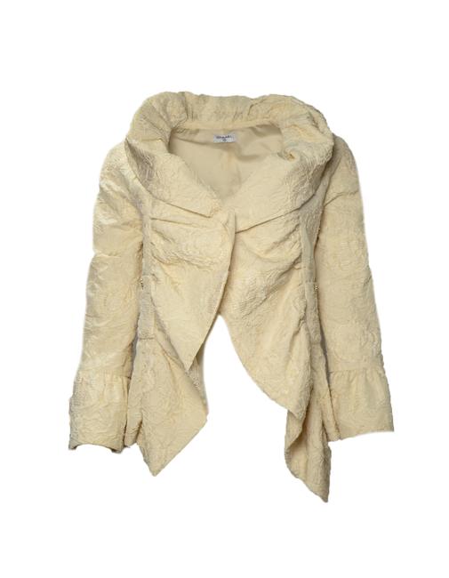 Chanel Cream W Embroidered Brocade WRuffle Collar JacketS 