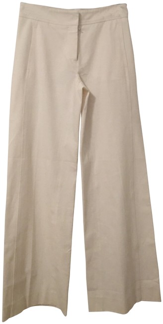Chanel Cream White Trousers Cotton Stretches Cc Logos Pants26 