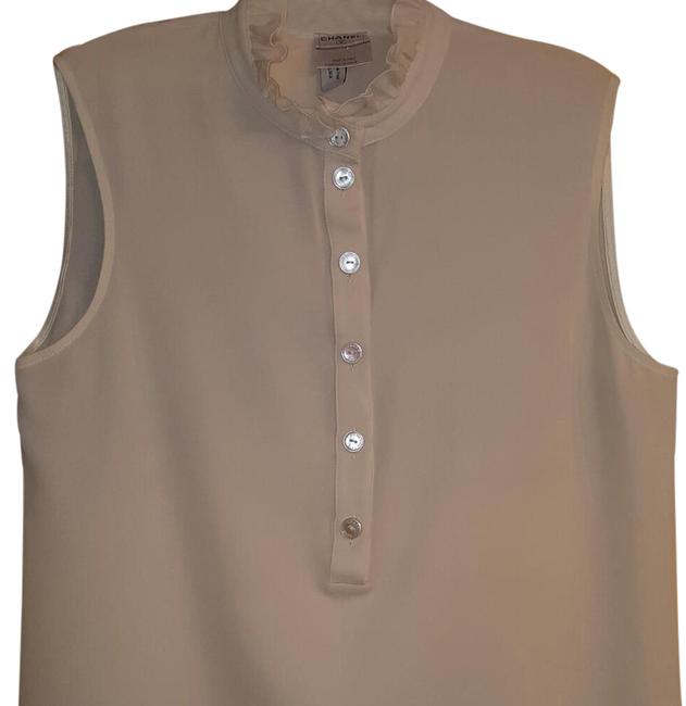 Chanel Creme Silk Sleeveless Blouse 0 M 