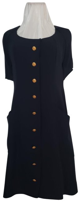 Chanel Deep Navy Mid length Work Office Dress  S 