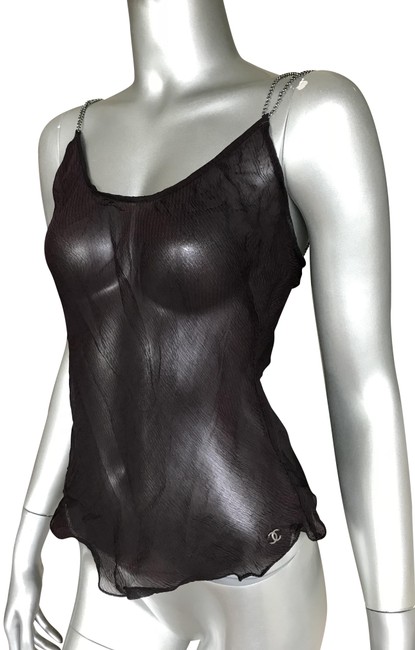 Chanel Deep Ox Blood Cc Logo Chain Strap Camisole Halter TopS 