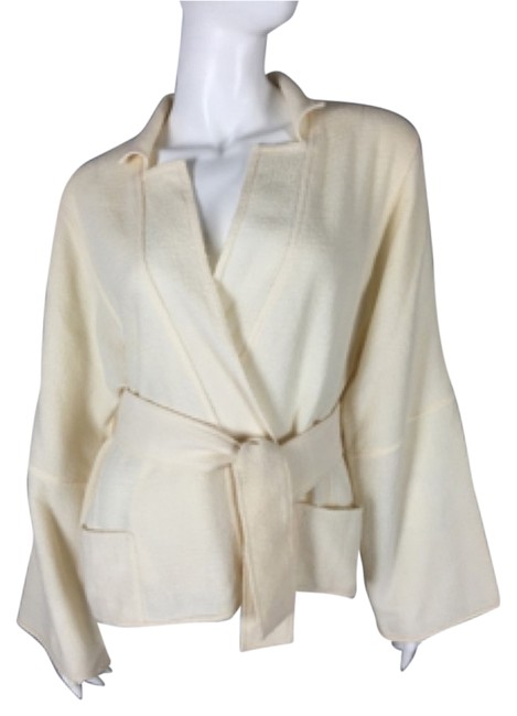 Chanel Designer Coat Bat Wing Coat Cream Cream Coat Blazer  S 