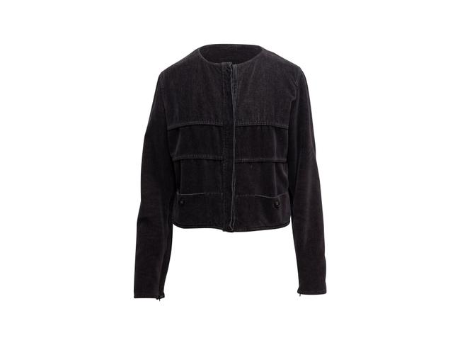 Chanel Eggplant Collarless Velvet JacketS 