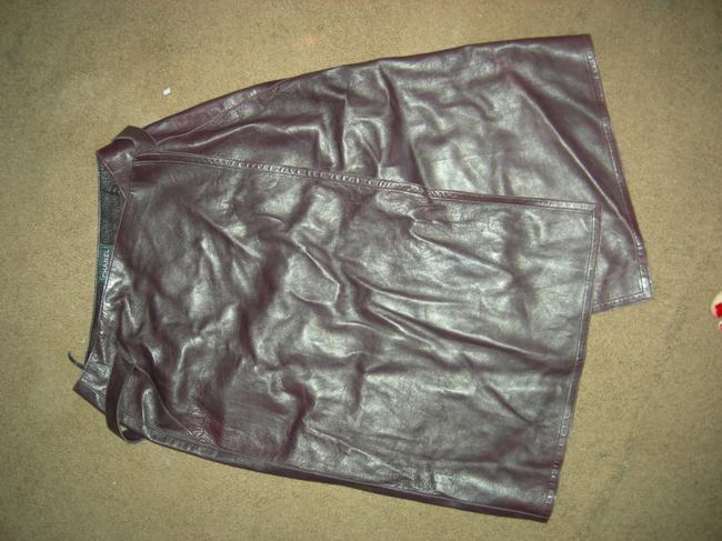Chanel Eggplant Dark Purple Wrap Leather Skirt32 33 