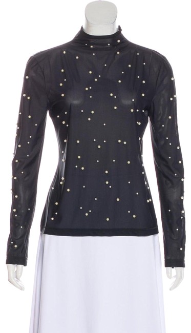 Chanel Embellished Mesh Black Top 