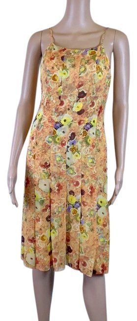 Chanel Floral Silk Chiffon Cocktail Dress  S 