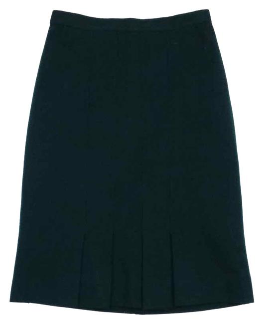 Chanel Forest Green Wool Pleated SkirtS 27 