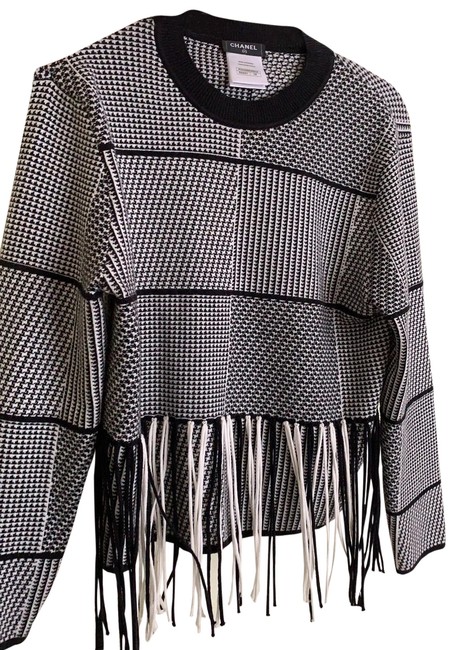 Chanel Fringe Black and White Sweater 