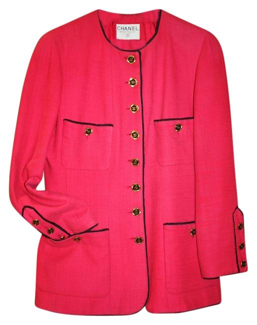 Chanel Fuschia Linen Just Reduced Iconic Jacket 0 M 