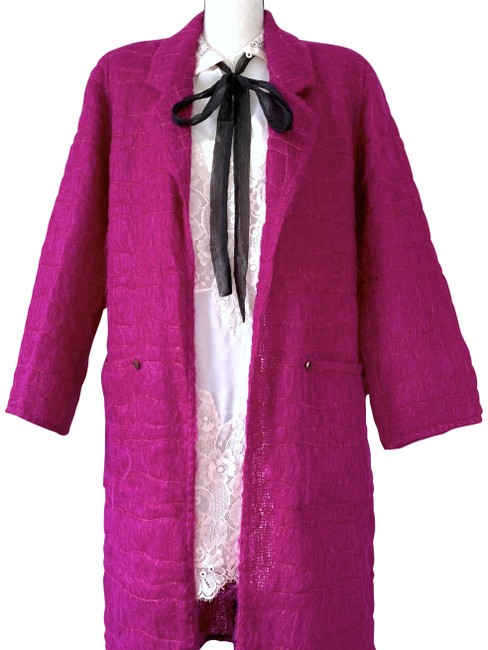 Chanel Fuschia Vintage Quilted Mohair &amp Wool CoatS 