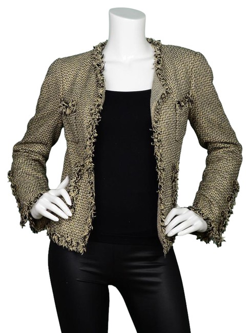 Chanel Gold and Black &amp Tweed Open Fr38 JacketS 