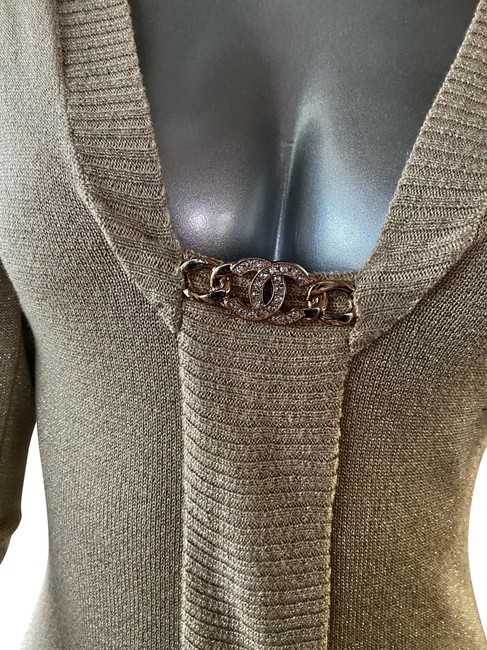 Chanel Gold Crystal Chain Logo Short Night Out DressS 