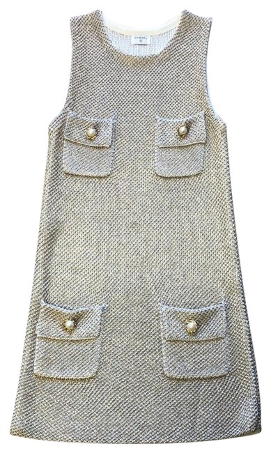 Chanel Gold Knit Mid length Cocktail DressS 