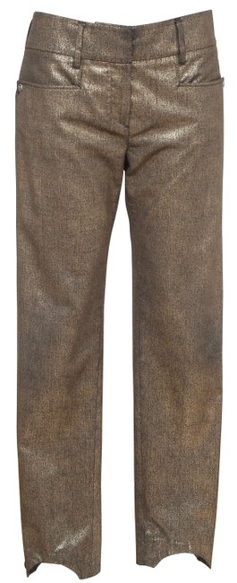 Chanel Gold Metallic Leg Pockets Cc Fall 2012 38 Pants  S 28 