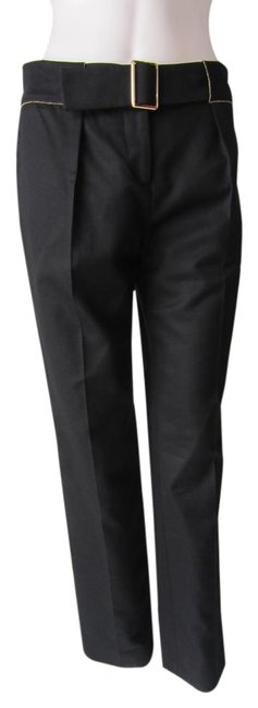 Chanel Gold Trim Belted Black Wool PantsS 27 