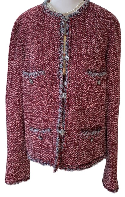 Chanel Gray and Burgundy Blazer 0 M 