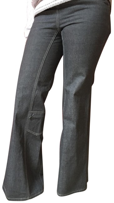 Chanel Gray Denim Wide Leg Trousers Pants  29 30 