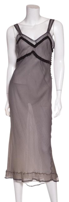 Chanel Gray Woven Silk Mid length Cocktail Dress  S 