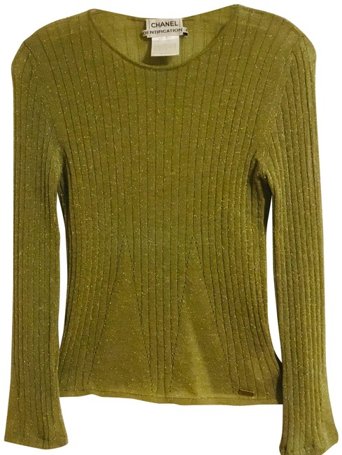 Chanel Green Goldchanel Shimmery Sweater 