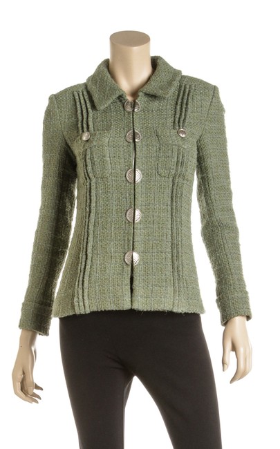 Chanel Green Wool Blend Tweed Cuba Collection 486772 BlazerS 