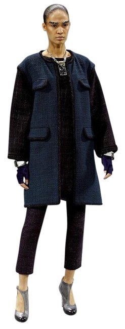 Chanel Green Grey 12a Runway Fantasy Tweed Two Tone Jacket Fr CoatS 