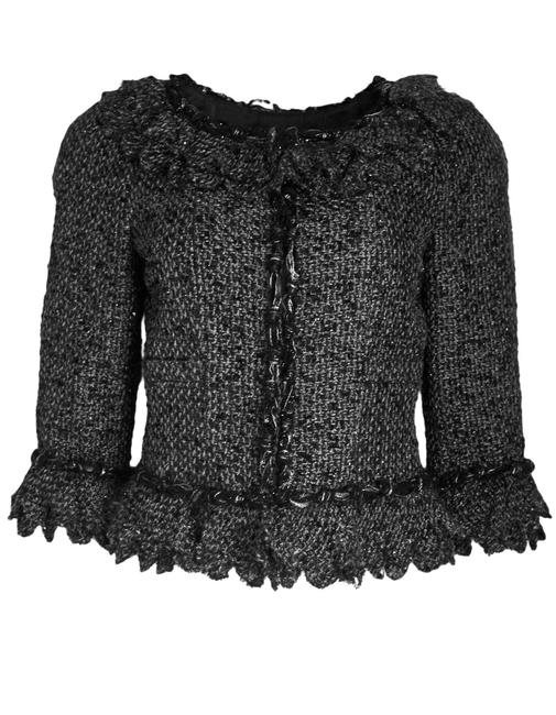 Chanel Grey Black &amp Tweed Fr40 Jacket  