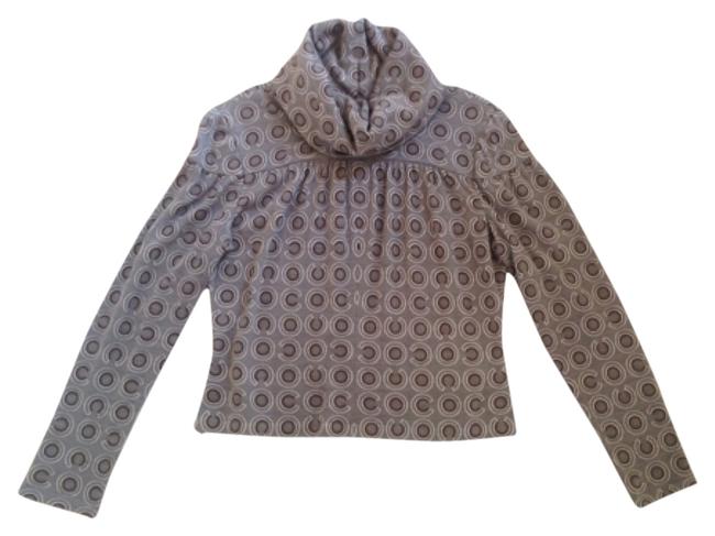 Chanel Grey Brown White Coco Cowl Neck Blouse 0 M 