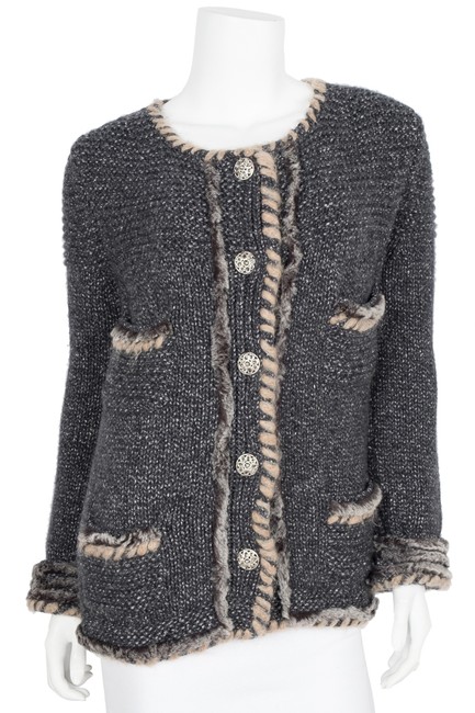 Chanel Grey Cashmere Blend Four Pocket CardiganS 
