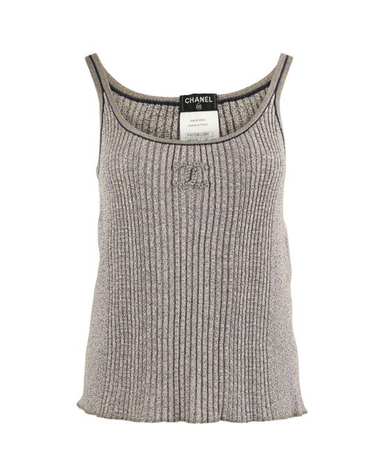 Chanel Grey Cc Knit Tank Top CamiS 