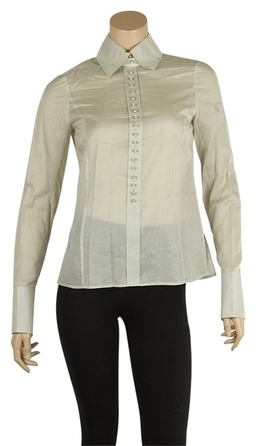 Chanel Grey P25018 Runway Cotton 74231 Blouse Size OS one size 