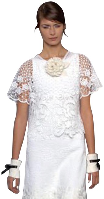 Chanel Hand Crochet White Blouse  S 