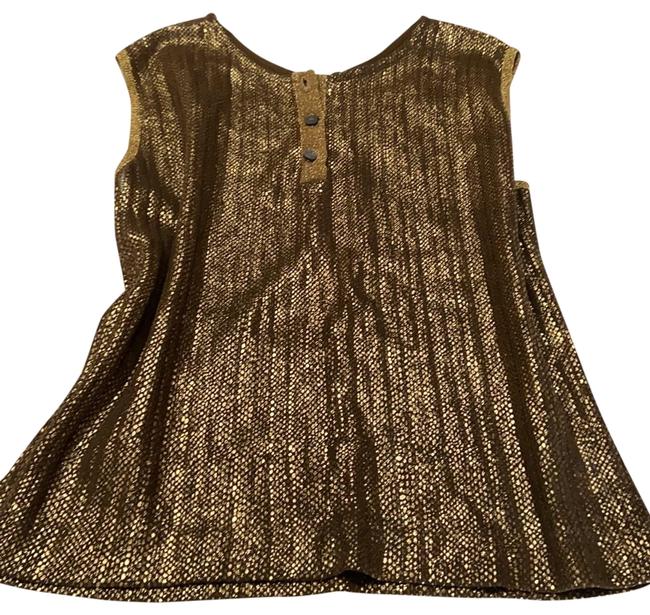 Chanel Henley Style Gold Mettalic Top 