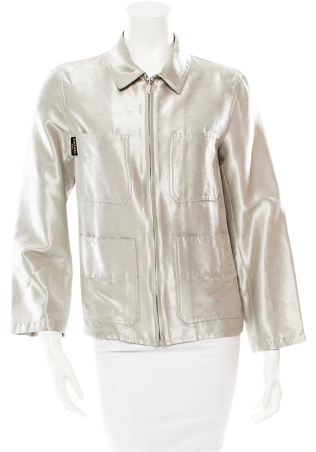 Chanel Iridescent Silver Lightweight Metallic Jacket