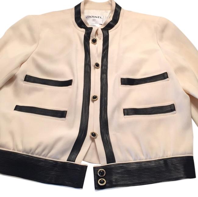 Chanel Ivory and Black Blazer 4 L 