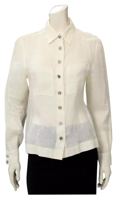 Chanel Ivory Linen Cc Logo ~ Button down Top Size OS one size 