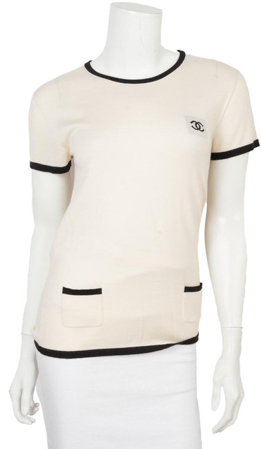 Chanel Ivory Logo 40 White Sweater 