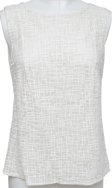 Chanel Ivory Shirt Sleeveless Cc Faux Pearl Button 40 Blouse  