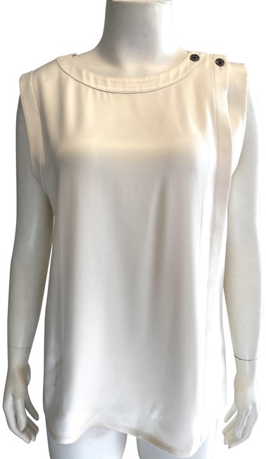 Chanel Ivory Silk with Crystal Buttons Blouse  S 