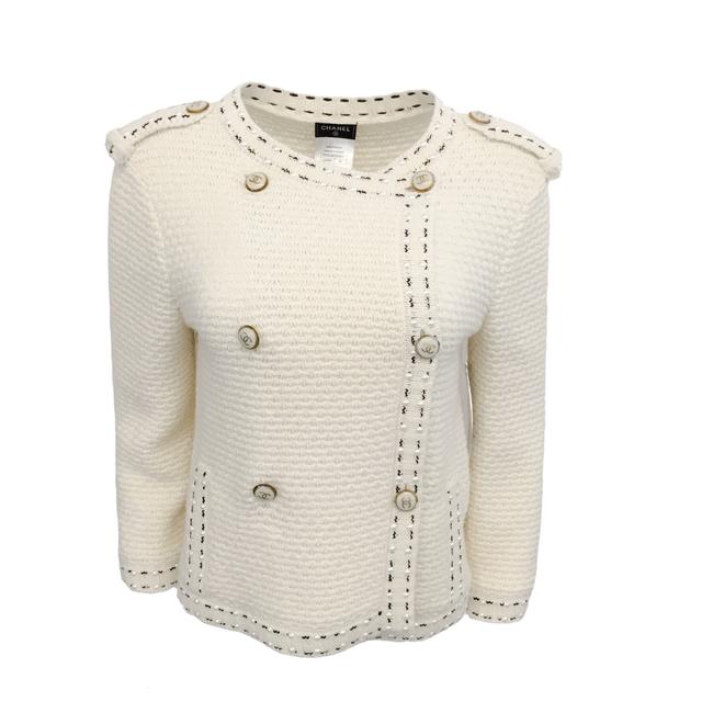 Chanel Knit with Pearl Buttons Ivory Sweater 